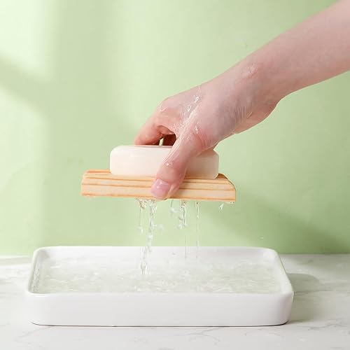 Miniatura 5 de Rtteri Jabonera de madera de bambú para baño, soporte de jabón de madera hecho a mano, accesorios para el hogar, baño, cocina, esponja (100 piezas)