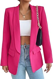 Womens Long Sleeve Blazers Casual Open Front Lapel Button Slim Work Office Blazer Jacket