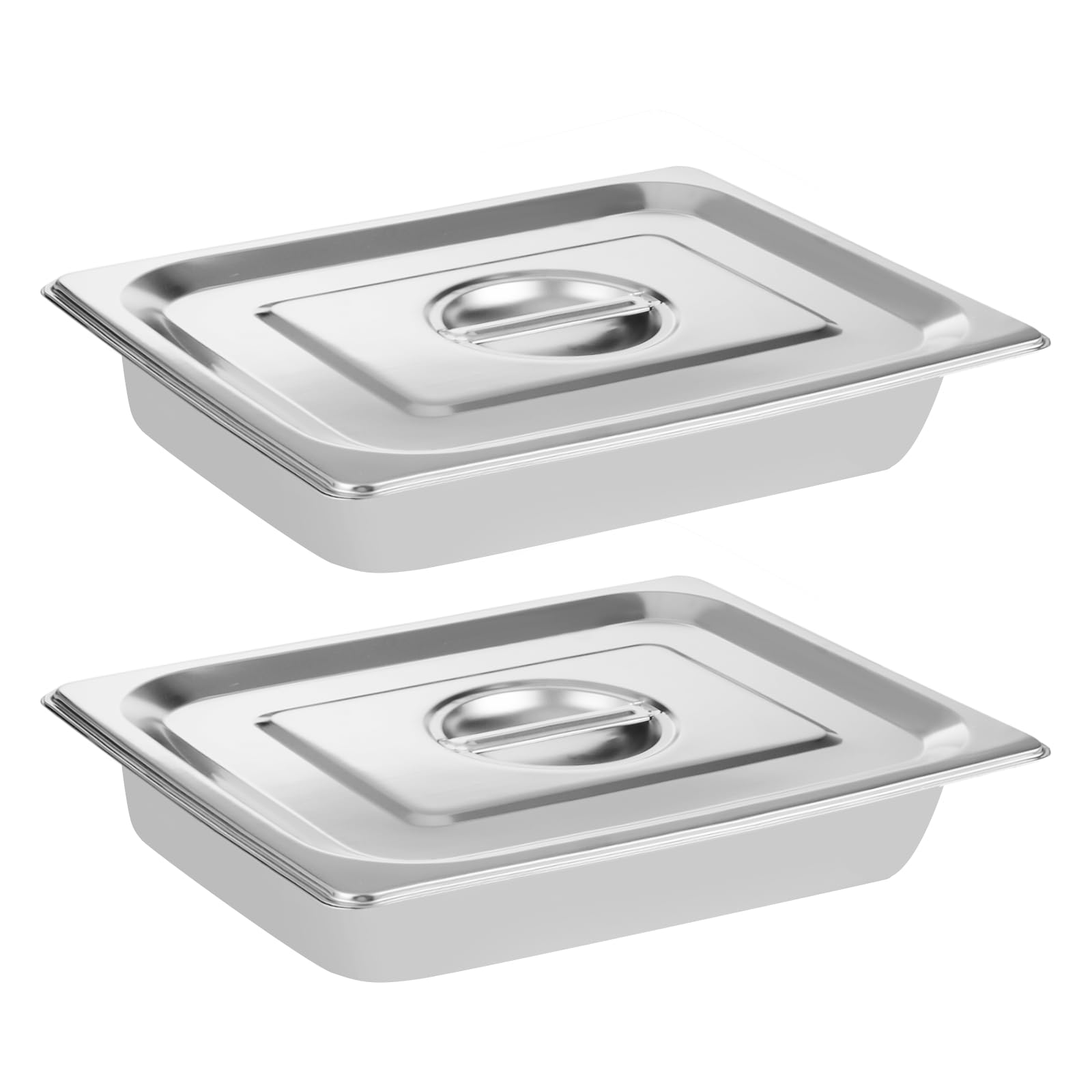 LANIAKEA 2PCS Hotel Pans with Lids Stainless Steel Steam Table Pan Restaurant Supplies 1/2 Size x 2.5 inch Deep Stainless Steam Table Pans, Hotel Pan