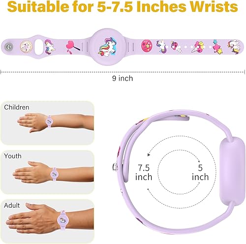Miniatura 2 de Vanet Compatible con pulseras impermeables AirTag para niños, paquete de 2 pulseras de silicona con soporte oculto, cobertura completa, bonito 2
