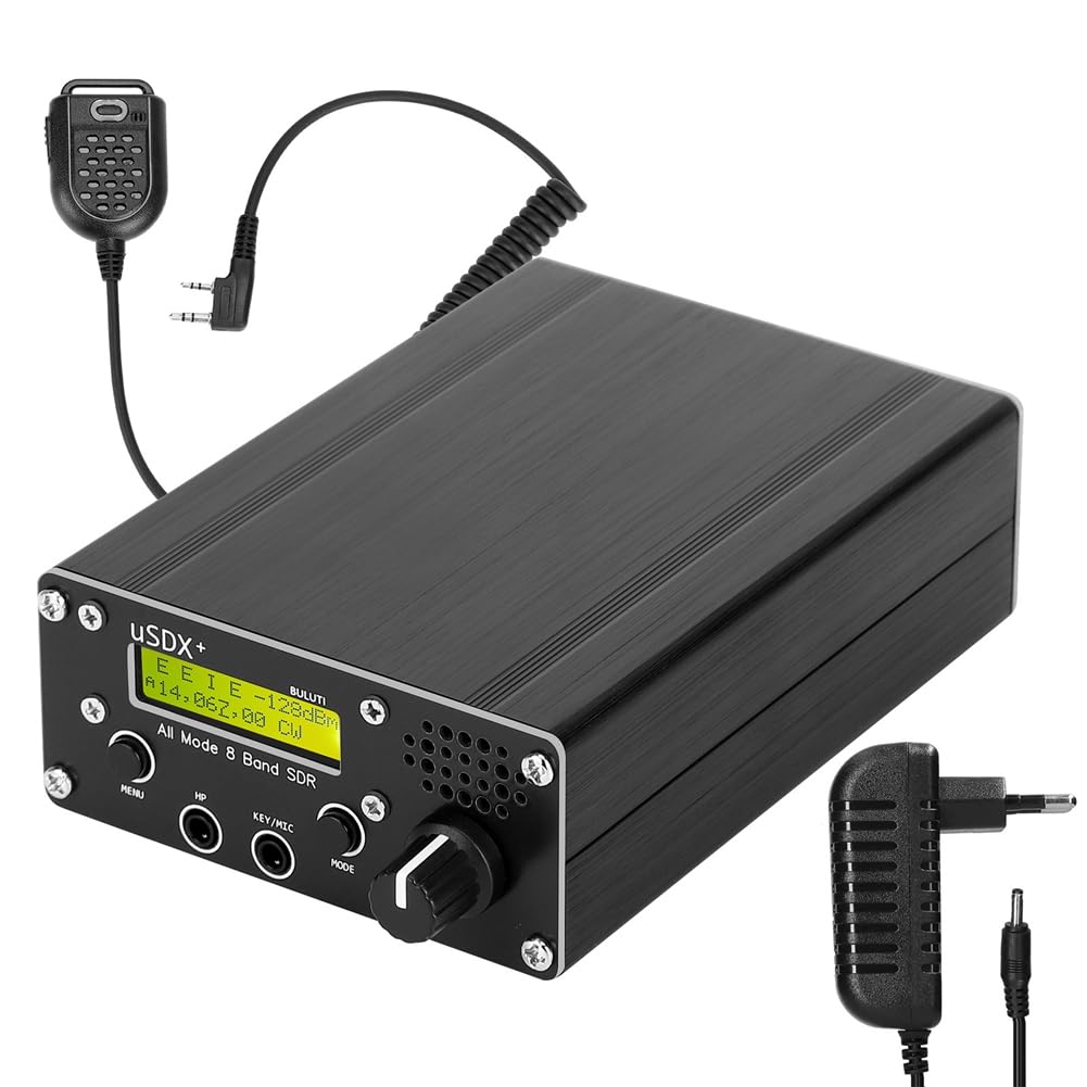 Transceptor USDR USDX+ Plus V2 10/15/17/20/30/40/60/80 M 8 Bandas SDR SSB de Alta Frecuencia QRP con Interfaz BNC y Enchufe Europeo