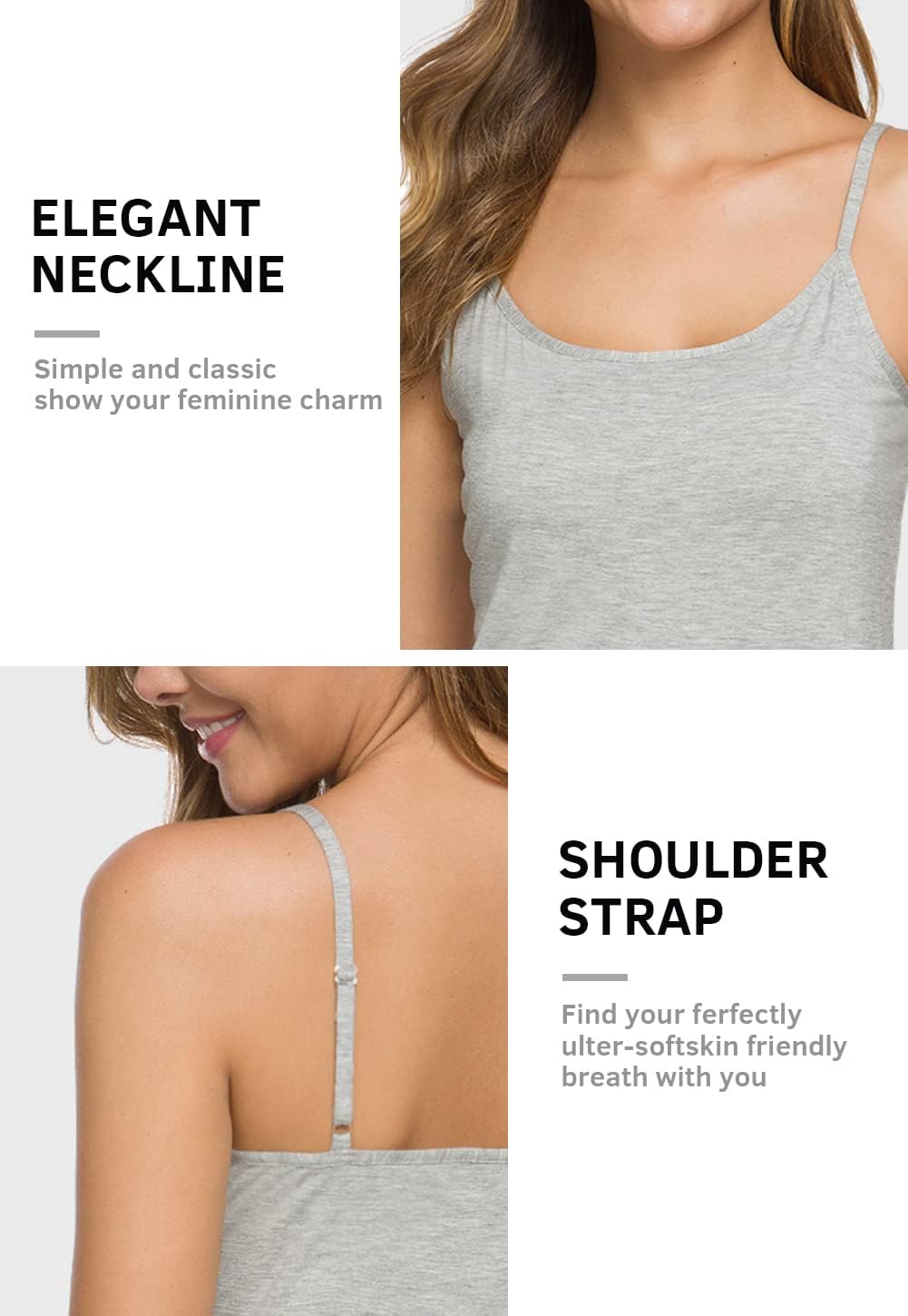 Knuffnee Women Camisoles Spaghetti Strap Tank Top Basic Cami Undershirt 4 Pack - Image 4