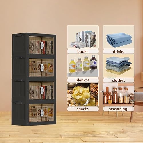 Miniatura 3 de Contenedores de almacenamiento apilables, contenedores de almacenamiento de plástico con tapa y ruedas, contenedores de almacenamiento plegables con