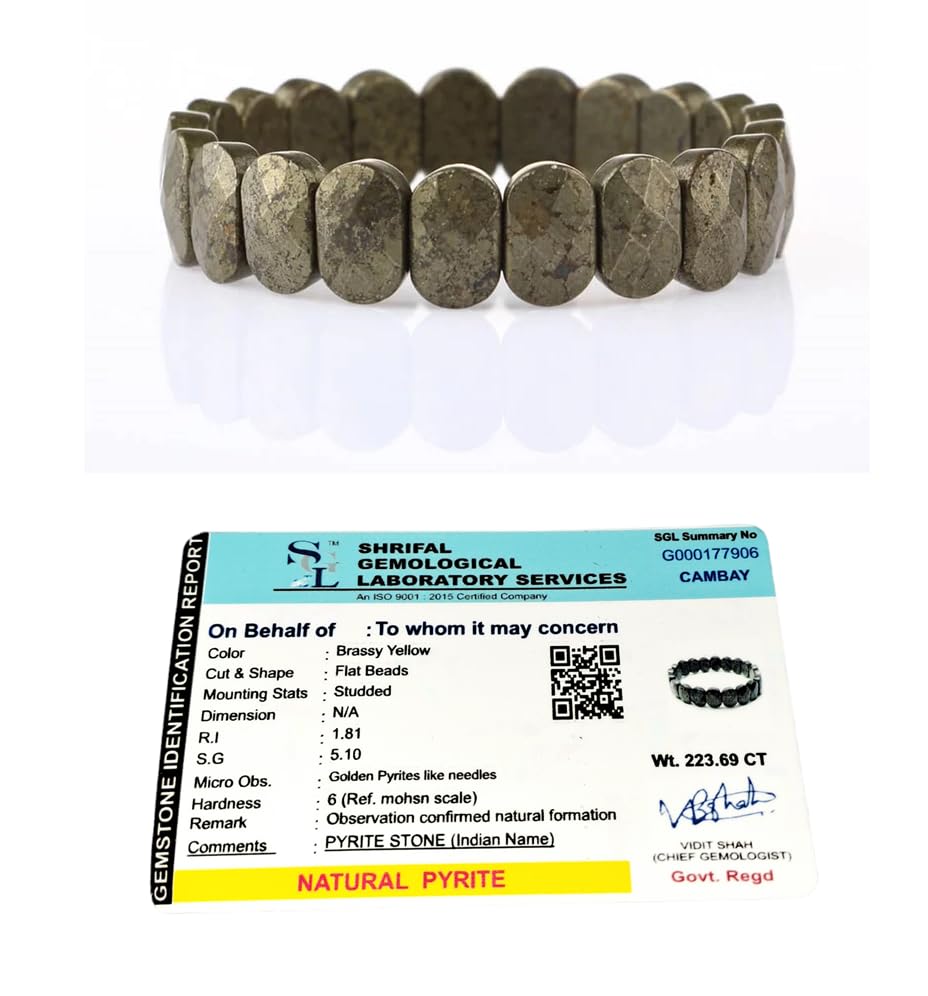 Divinity Crystals Natural Pyrite Real Pure Crystal Lab Certified 10 mm Flat Bead Faceted Bracelet for Men and Women for Good Luck, Love, Abundance, Healing and Meditation (B0CBFS5X93) Amazon Price History, Amazon Price Tracker