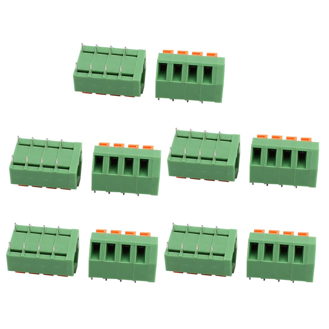 Aexit 10pcs KF237 Terminal Blocks 300V 10A 5.08mm Pitch 4P Spring Terminal Block for Actuator Blocks PCB Mounting