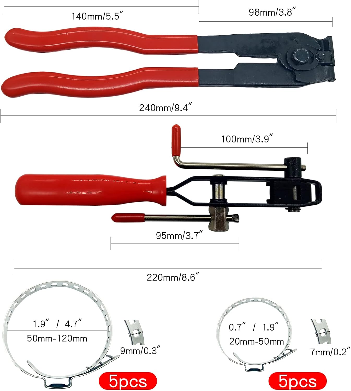 For Auto/ATV Most Cars CV Joint Boot Clamp Pliers,Ear Clamps Pliers,Small/Large Joint Axle Boot Clamp,Universal Adjustable Stainless Steel Drive Shaft CV Boot Clamp