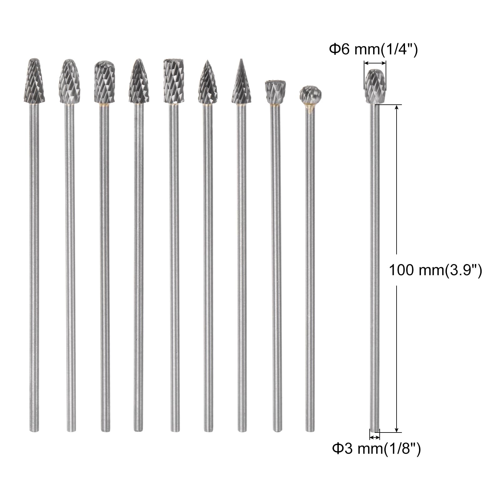uxcell Tungsten Carbide Rotary Files 1/8