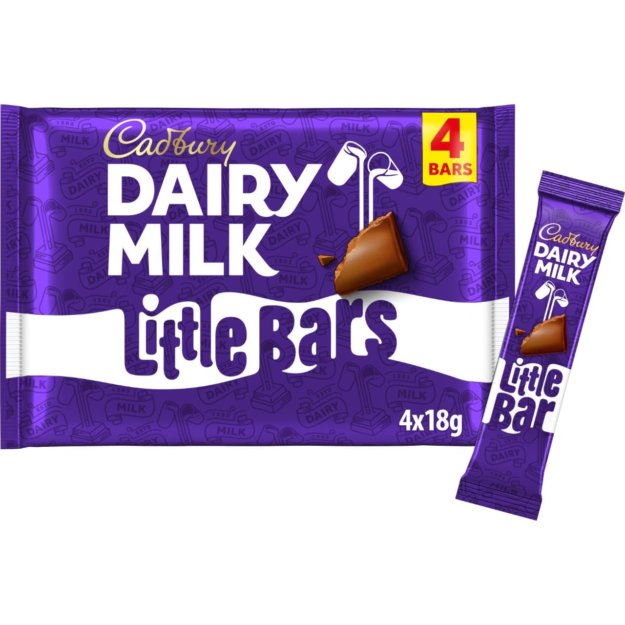 Cadbury Dairy Milk Chocolate Little Bar, 18 g (Pack of 4 Bars)