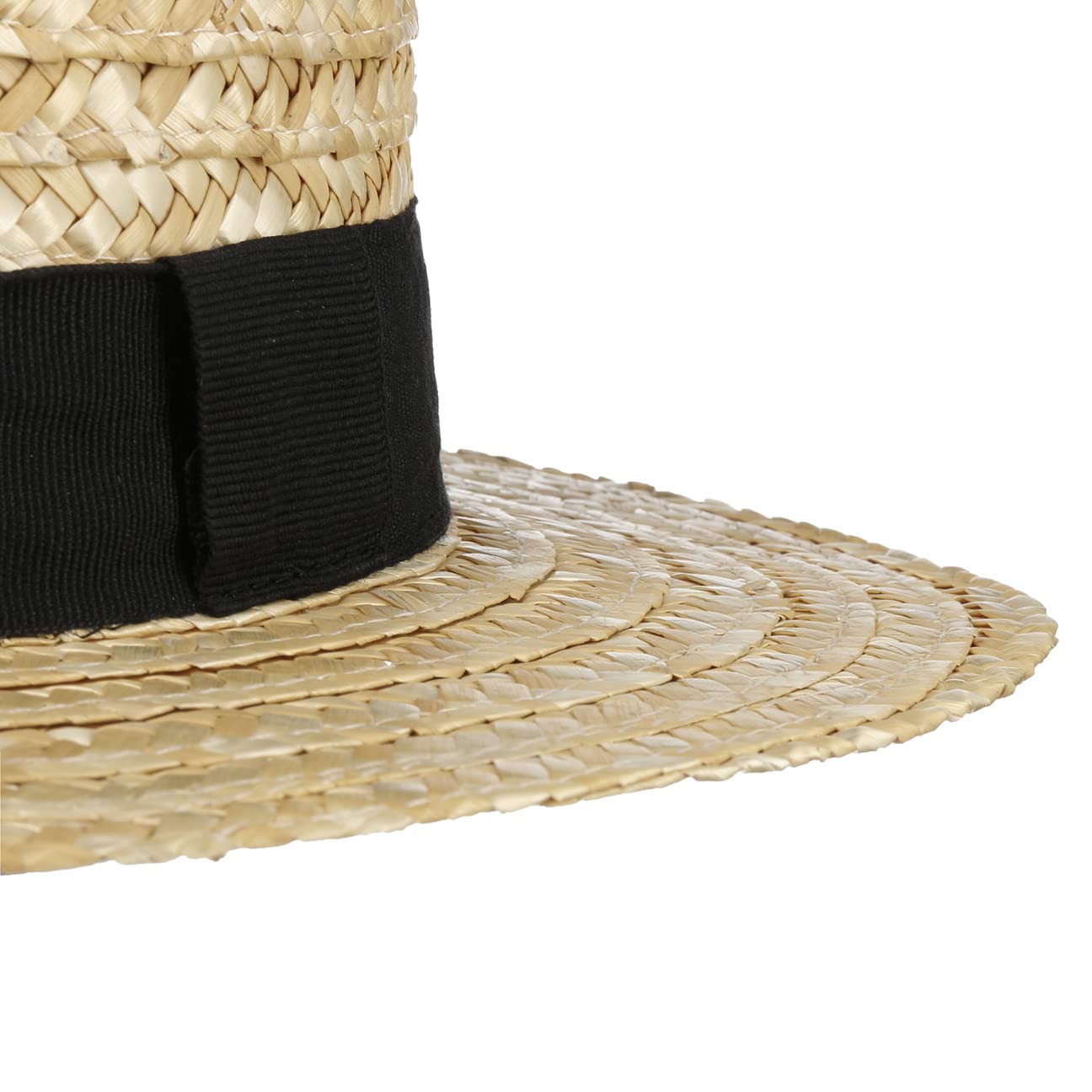 LIPODO Sombrero de Paja Beige Canotier 100% Paja de Trigo Fabricado en Italia Unisex Primavera Verano Cinta