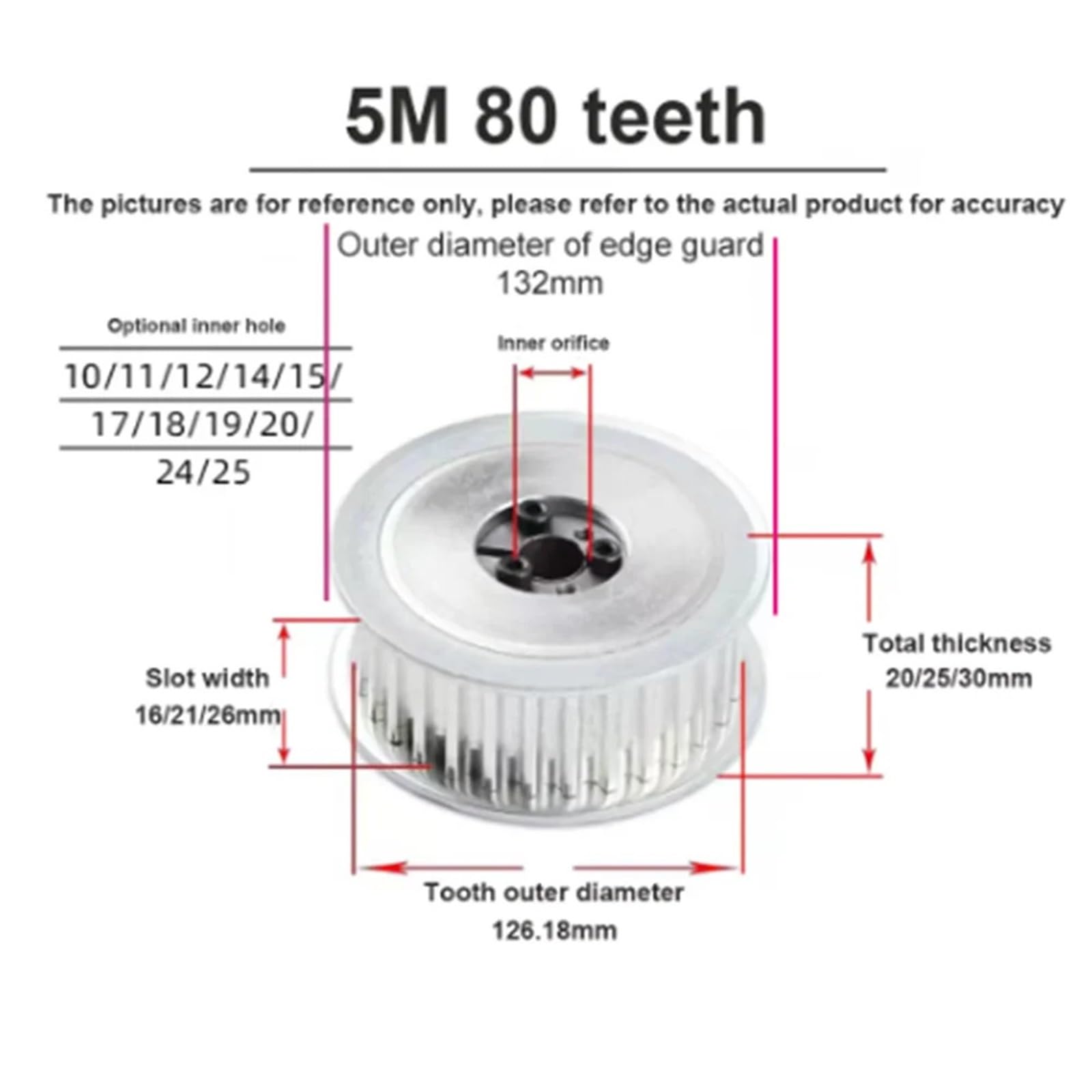 Polea de Correa de Distribución HTD 5M 70 dientes 72 80 polea de sincronización buje sin llave Bore10-42mm 70T 72T 80T correa rueda síncrona(Bore 15mm,70T (1pcs),27mm(for belt 25mm))