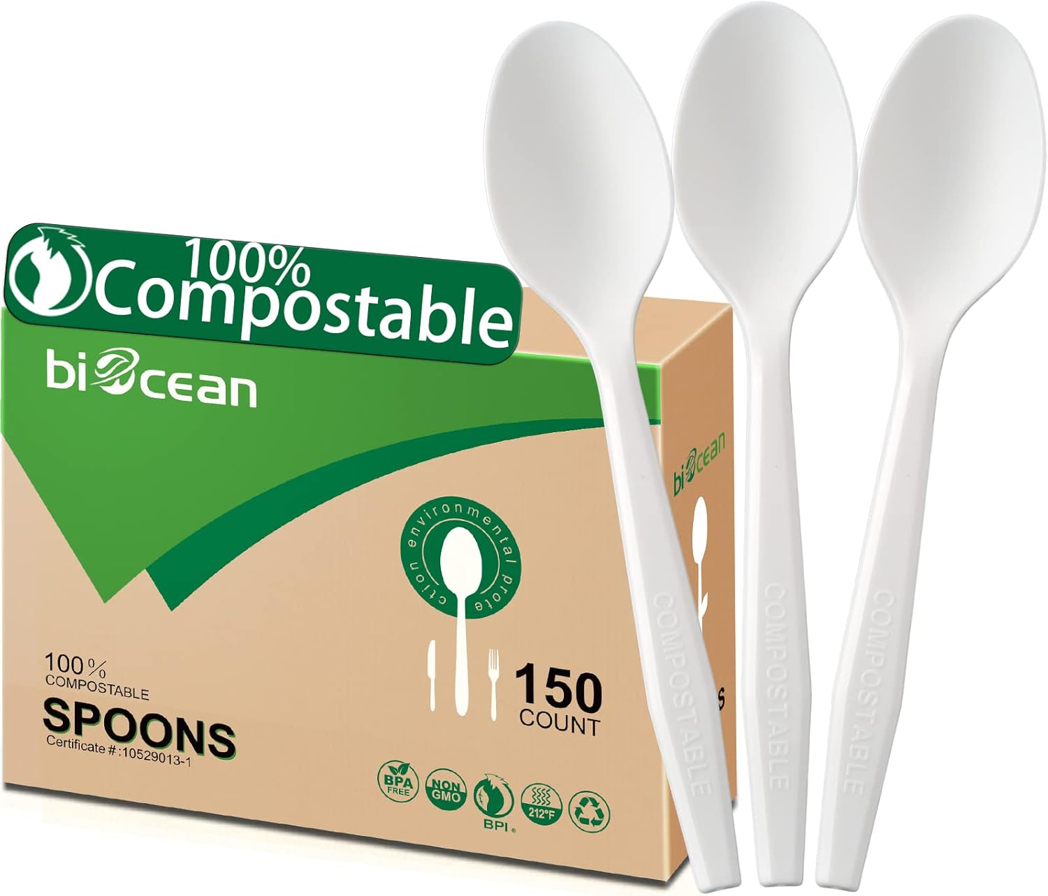 BIOCEAN 100%Compostable No Plastic Knives Plastic Forks Plastic Spoons Plastic Utensils, The Heavyweight Heavy Duty Flatware is Eco Friendly Products for Lounge Party Wedding BBQ Picnic Camping. : Health & Household
