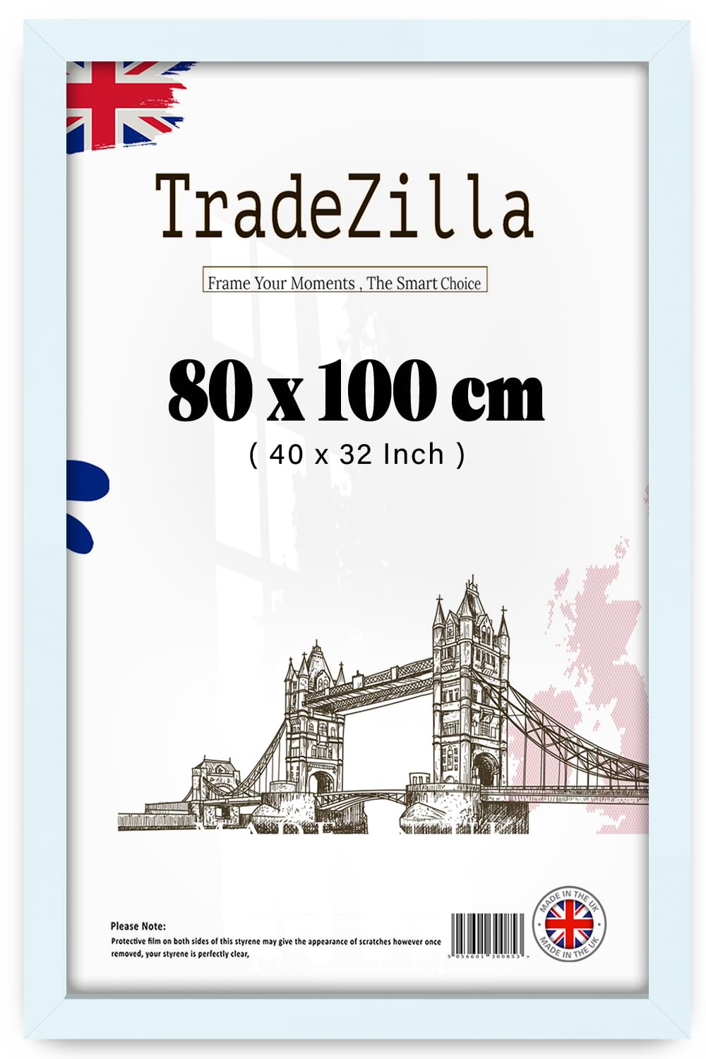 Tradezilla White | Extra Large Picture Frames (80 X 100 Cm) - 40 X 32 Inch Wood Finish, 800 X 1000 Mm Frame, 40 X 32 Clear Perspex [ ]