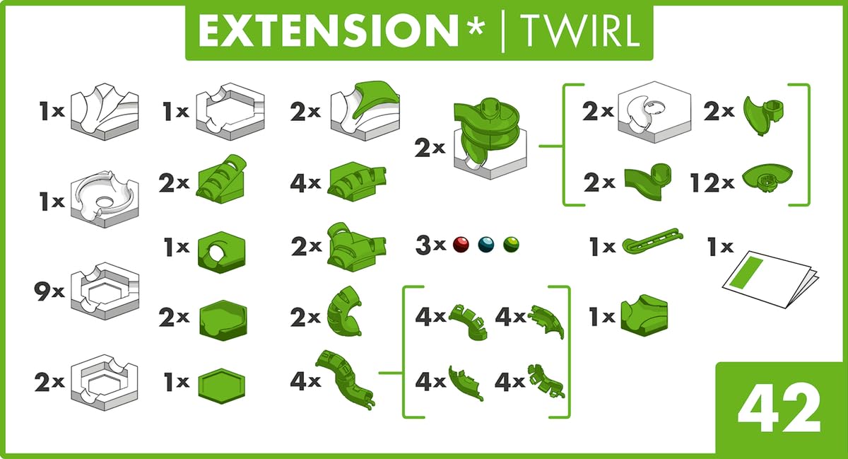 Ravensburger - GraviTrax - Set d'extension Twirl 42 pièces - Circuit de Billes - Jeu de Construction créatif - Parcours de Billes à Construire - Dès 8 Ans - Version française - 22435