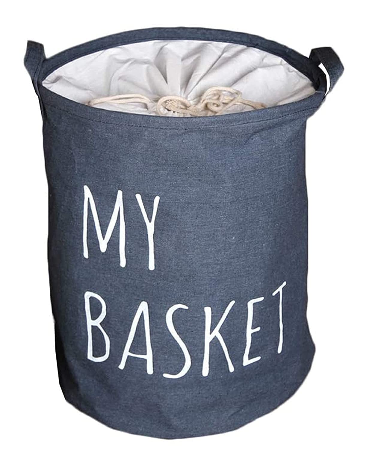 Lukzer Foldable Laundry Basket for Clothes Round Collapsible Storage Basket with Lid Laundry Organizer (45 x 35cm)
