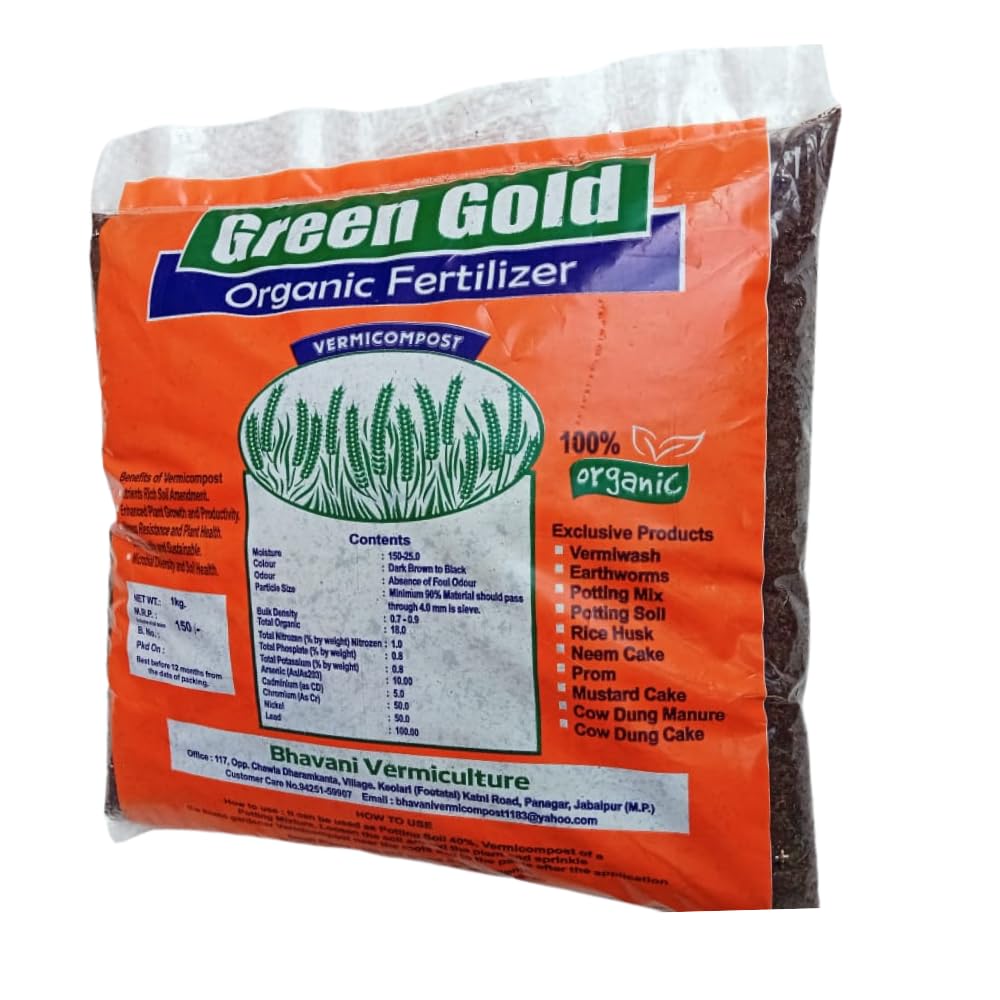 Green Gold Vermicompost 100% Natural Organic Fertilizer for Plants, Nutrient-Rich Compost for Home Garden | Improves Plant Health, Water Retention & Soil Quality | Ideal for All Gardening Needs 1 kg-image-41