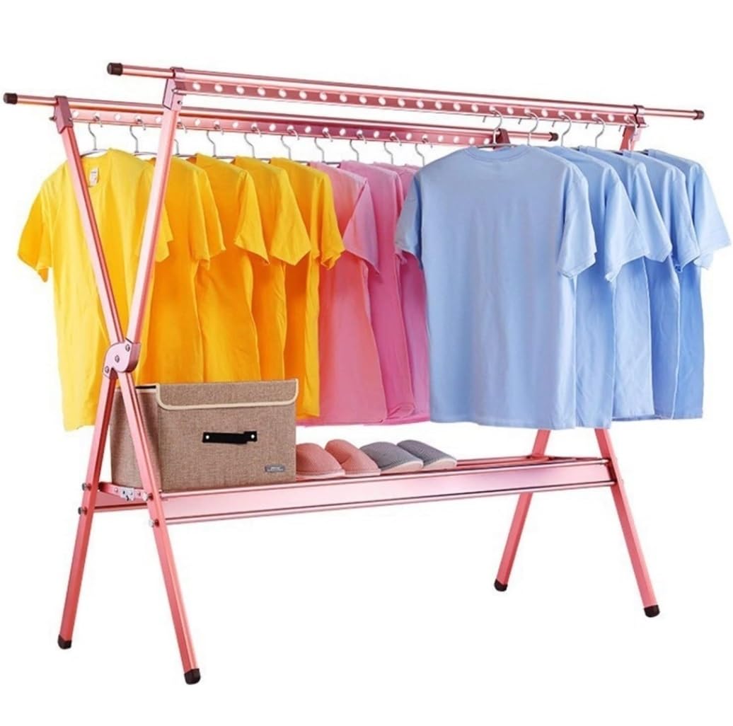 AZHKJKZH Clothes Airer Adjustable Drying Rack Foldable Portable Clothes Aluminum Alloy Laundry Racks Saves Space Indoor Outdoor(A,230cm/50in)