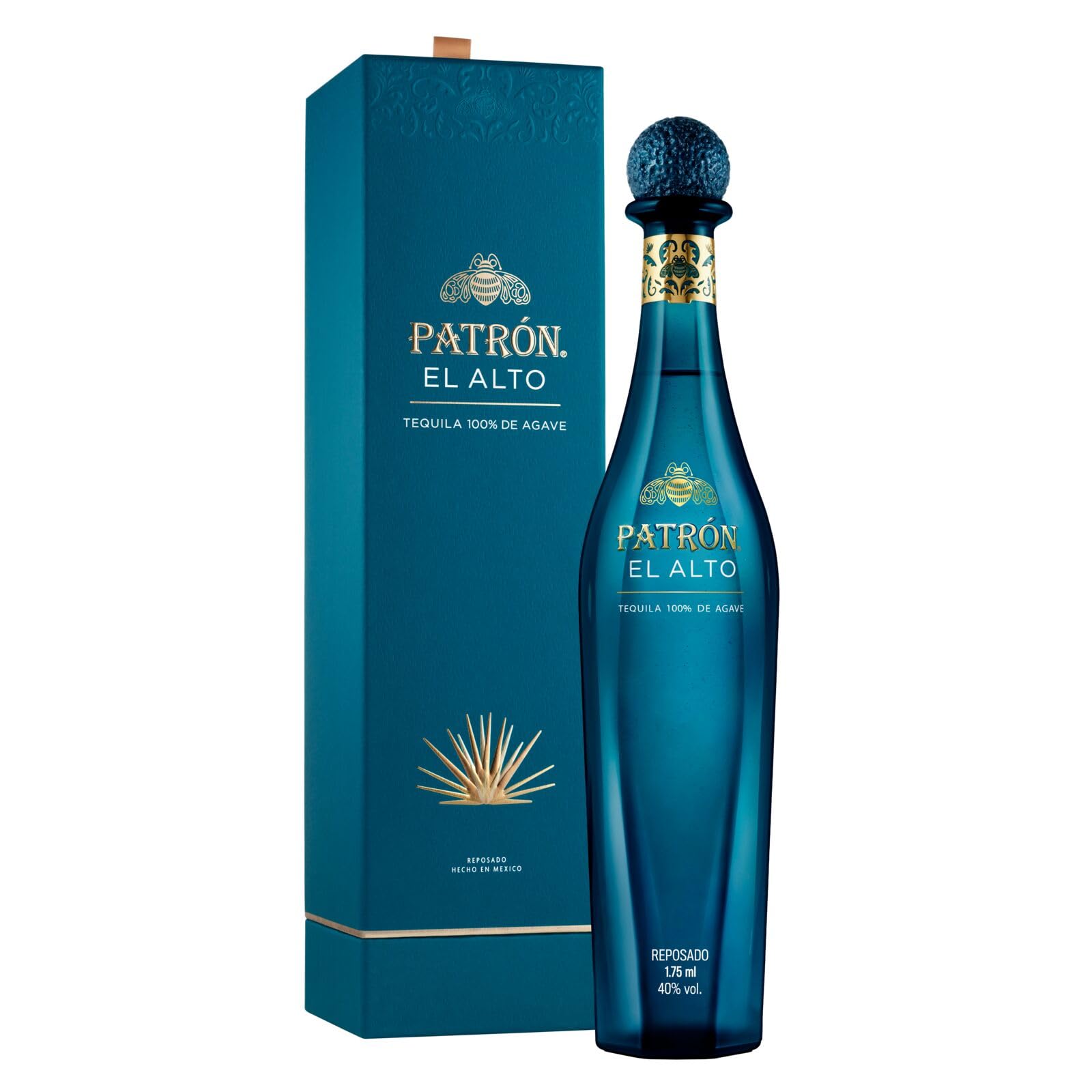 PATRÓN EL ALTO Pregiata Tequila Reposado, 40% vol., 1750 ml / 1,75 L, Realizzata a Mano in Piccoli Lotti dal 100% di Agave Blue Weber a Jalisco, Messico