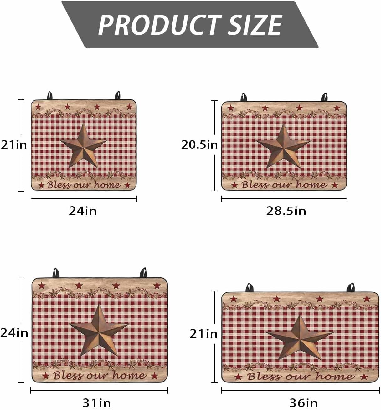 Stove Top Cover Barn Stars Berry Stove Cover for Electric Stove Top Farmhouses Rustic Wood Red Plaid Glass Cooktop Covers Anti-Slip Mat Heat Resistant Countertop Protector Kitchen Decor 28.5"x20.5"