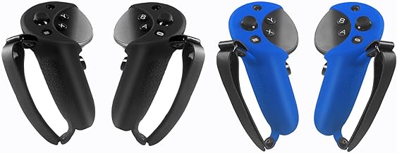 2 PCS Silicone Grip Cover for Meta Quest Pro, Protector Cover Compatible with Meta Quest Pro Accessories Touch Controller Grips with Knuckle Straps (Black+Blue)
