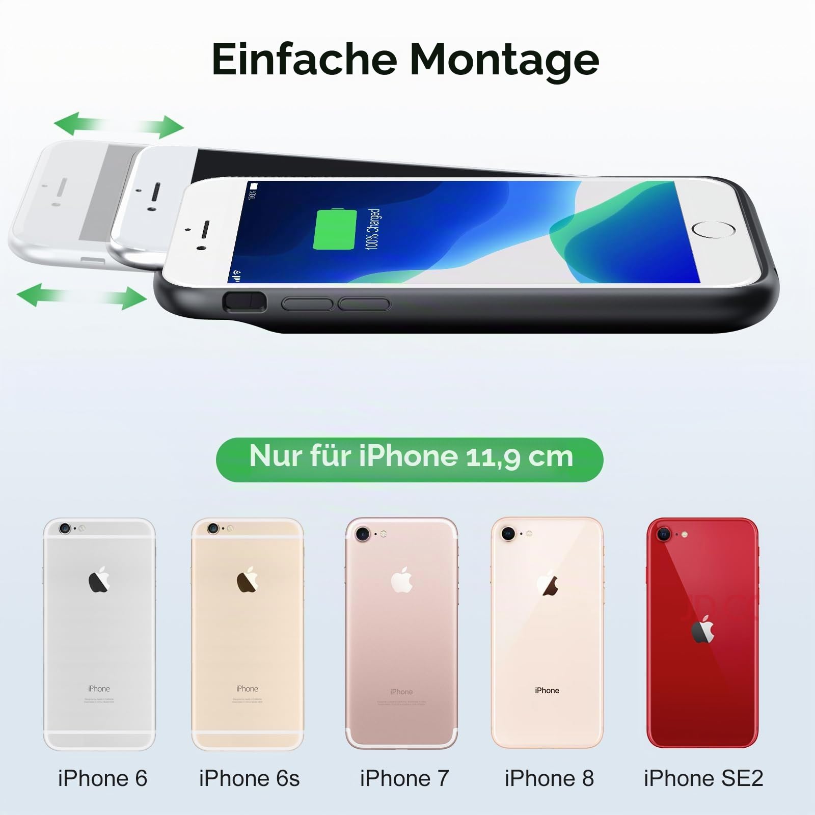 Feob Akkuhülle für iPhone 6/6s/7/ 7s/8/ 8s/SE (2020/2022)-4,7", 7000mAh Powerbank Hülle Zusatzakku Case Ladehülle Handyhülle Akku Battery Case für iPhone 6 /6s/ 7/ 7s/ 8/ 8s/ SE-4,7" Akku Hülle