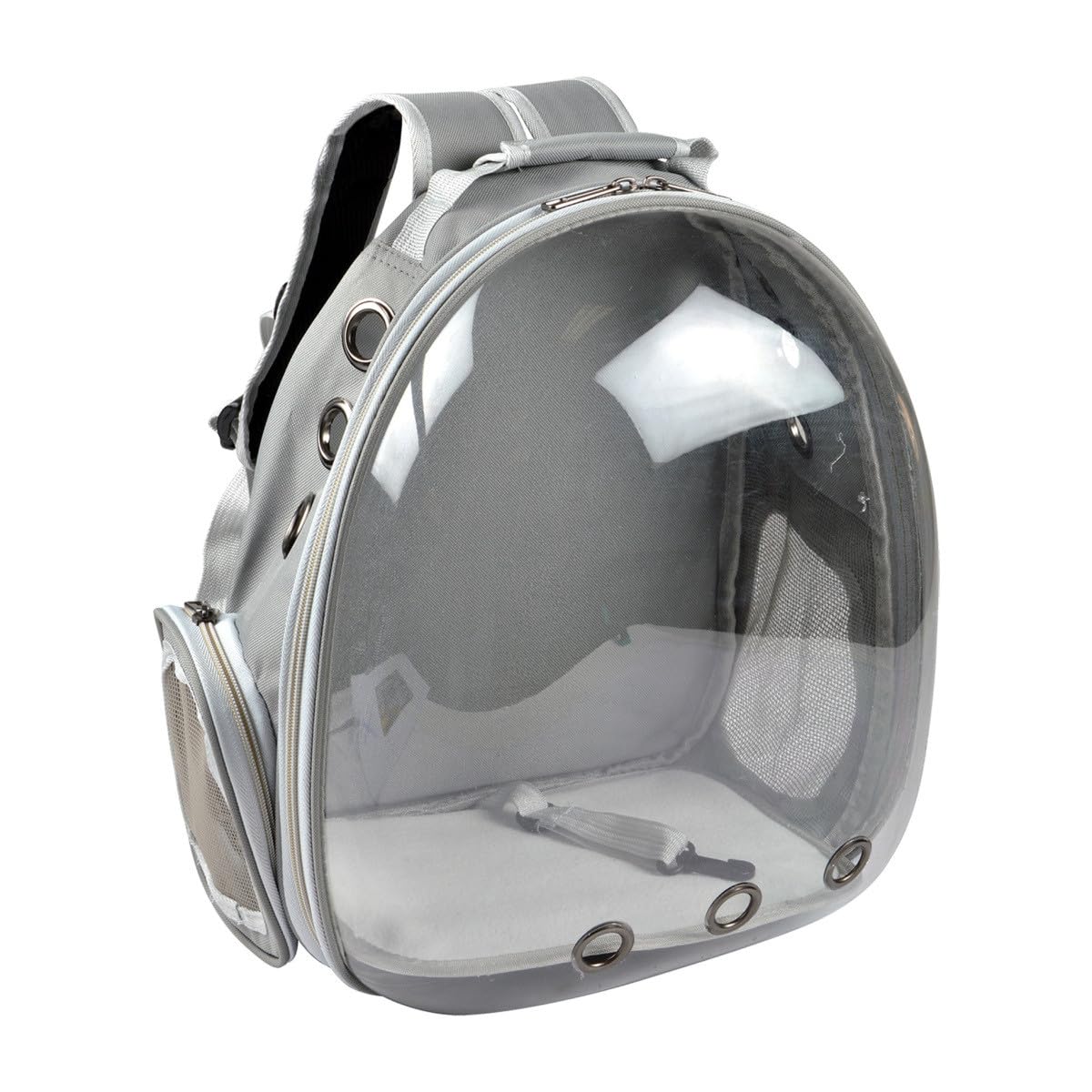 Sac à dos transport animaux gris anti stress avec hublot transparent