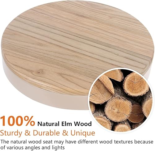 Miniatura 7 de Kidol & Shellder Juego de 2 taburetes de bar redondos y ajustables, sillas de bar modernas sin espalda, asientos de madera, taburetes de altura sin