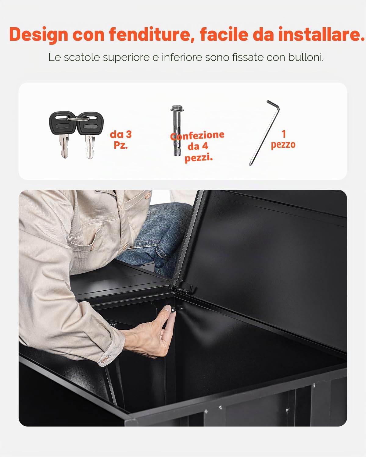 VEVOR Scatole per Consegna dei Pacchi per Esterni, Cassetta Postale da 980 mm per Pacchi con Serratura, Cassetta Postale in Acciaio Zincato con Design Antifurto, per Casa e Ufficio, Nero