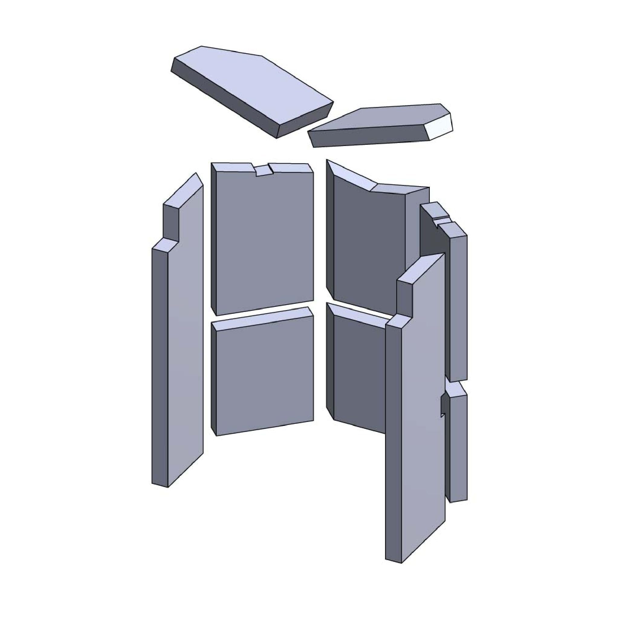 Revêtement de foyer – Convient pour Wamsler Delta type 10881** et d'autres modèles de cheminée et de poêle avec aperçu des modèles – Revêtement de cheminée en vermiculite – Ajustement parfait et