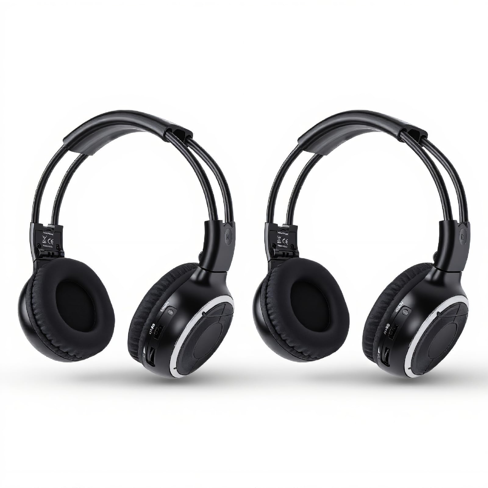 SENECESLI Paquete de 2 Auriculares Inalámbricos IR para Coche, Auriculares de Doble Canal con Almohadillas Ultra Suaves, Compatibles con el Sistemas de Entretenimiento Trasero Universal