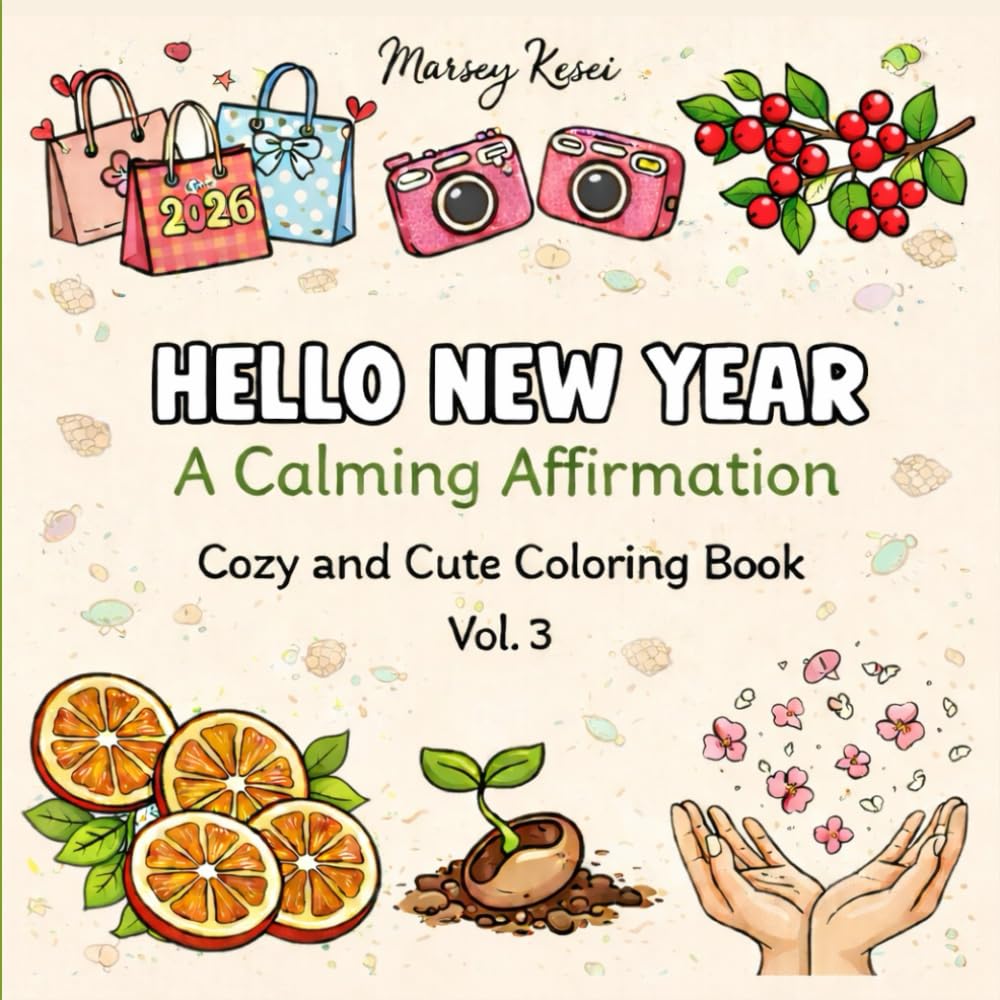 Hello New Year - A Calming Affirmation: A Cute and Cozy Coloring Book for Adults and Teens with Relaxing Moments, Mindful Doodles, and Calm Illustrations for a Peaceful Start(Volume - 3)