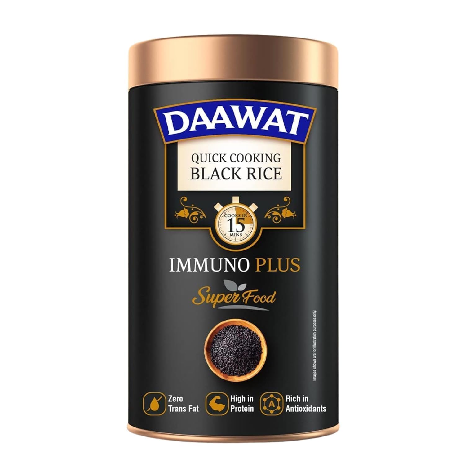 Daawat Black Rice Immuno Plus | Antioxidant-Rich Whole Grain Black Rice | Gluten-Free Superfood | High Fiber, Low Fat | 1 kg (2.2 lb)