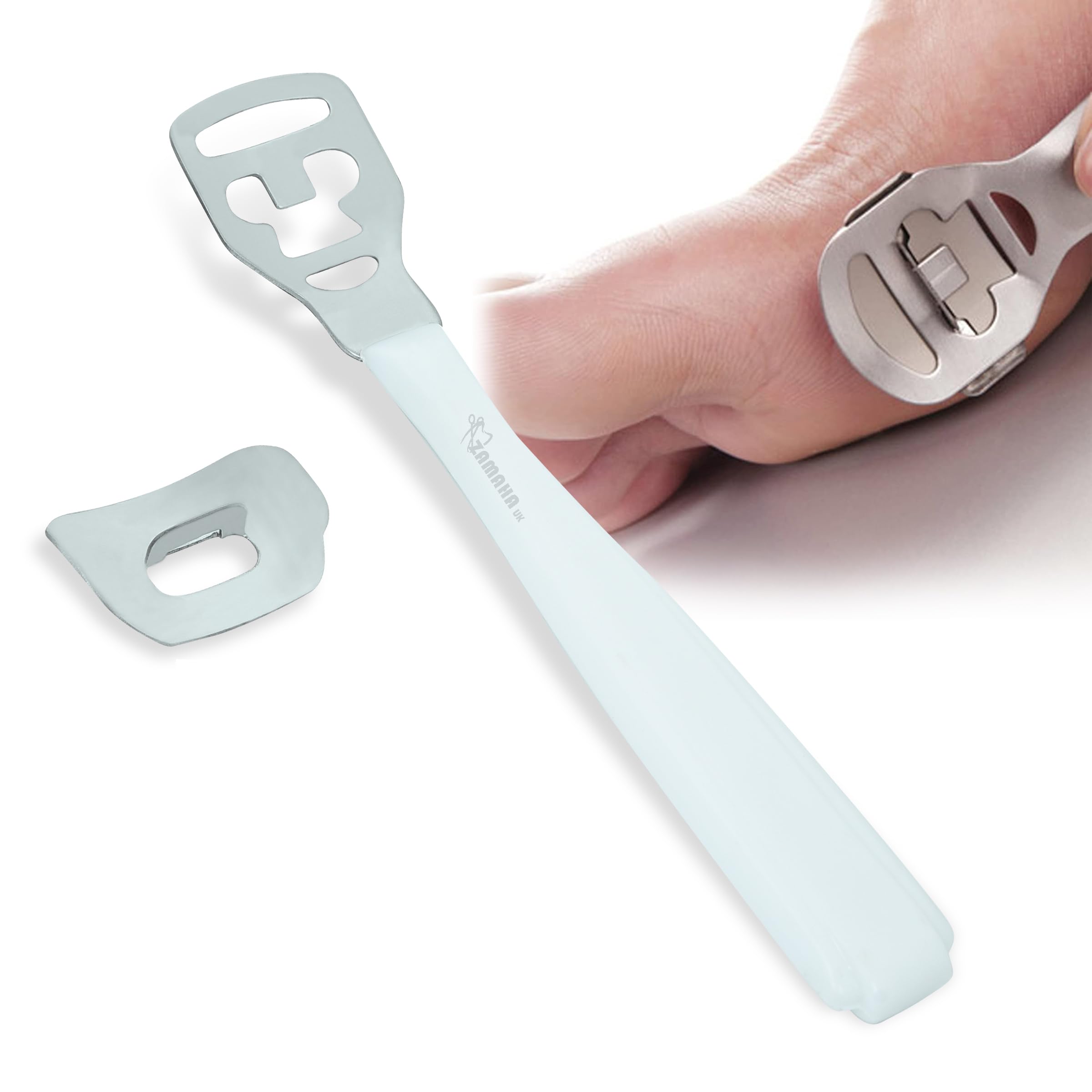 Corn Callus Remover for feet Hard Skin Remover Foot Scraper Calluses, Includes 10 Replacement, Foot and Heel Scrubber Scraper (Plastic Handle)