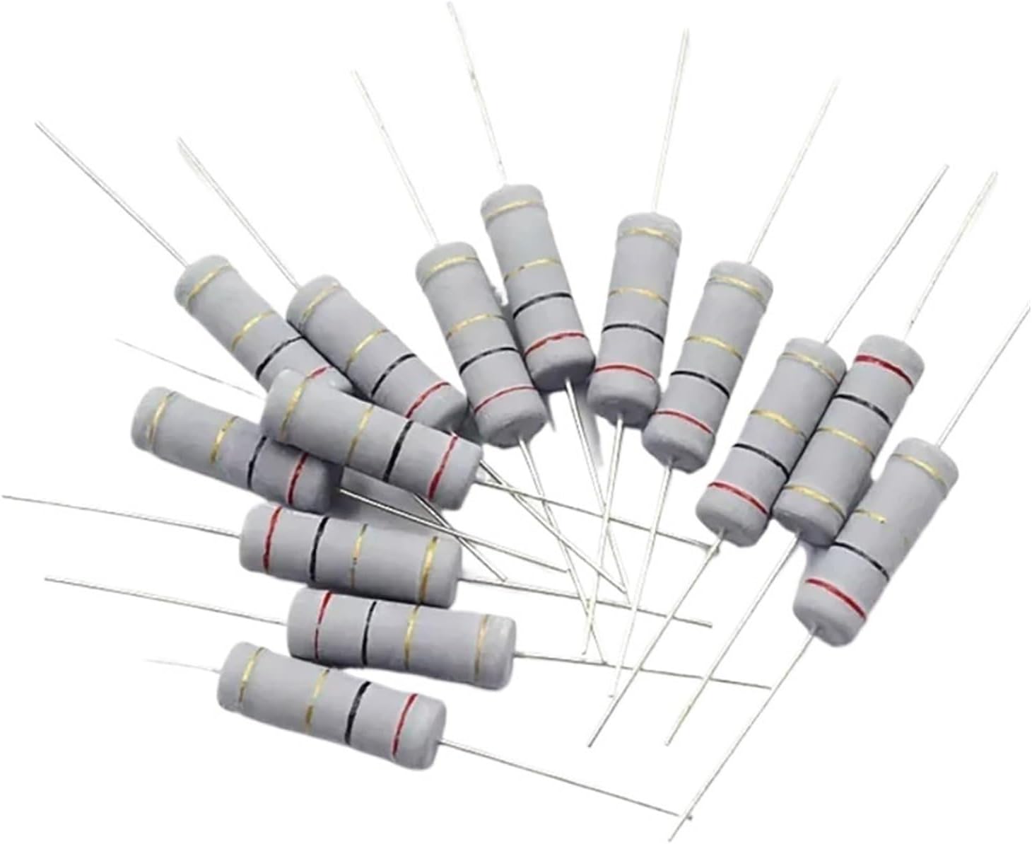 10pcs 5% 1R~910K 5W Carbon Film Resistor 100Ω 220R 330 1K 1.5 2.2K 3.3 4.7 10 22 47 51 68 100K ohm Color Ring Resistor (Size : 10R)