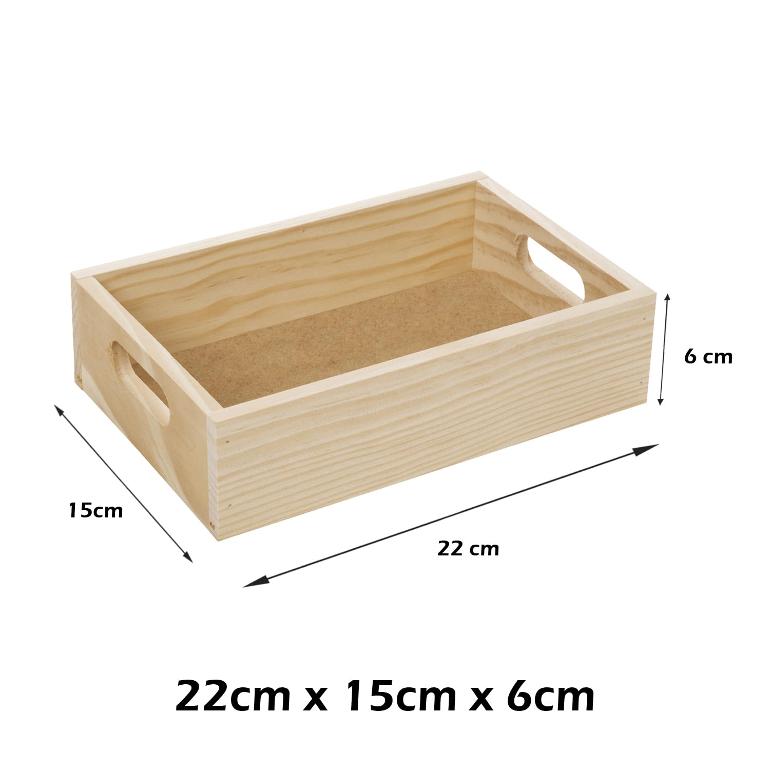 TWO TIGERS Cajas Decorativas de Madera de Pino Natural. Tamaño 22x15x6 cm. Pack 8 Cajitas con Asas. Para Guardar Objetos o como Adorno y Diseño del Hogar o Jardín (8)