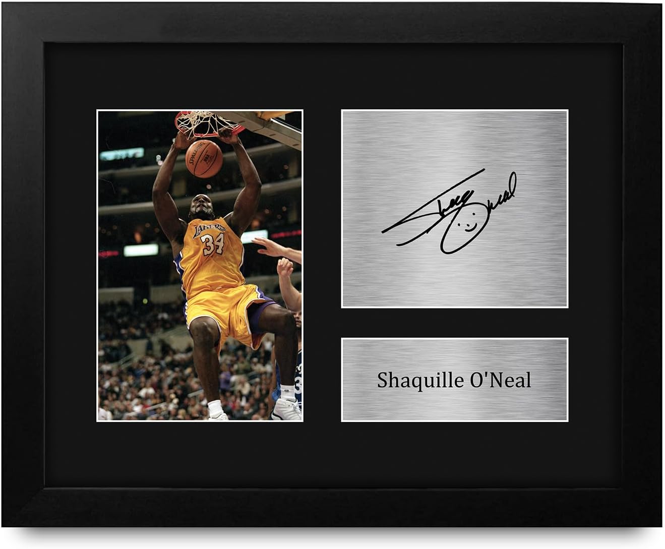 HWC Trading Shaquille O'Neal LA Lakers Framed Gifts Printed Signed Autograph Picture for Basketball Memorabilia Fans - US Letter Size