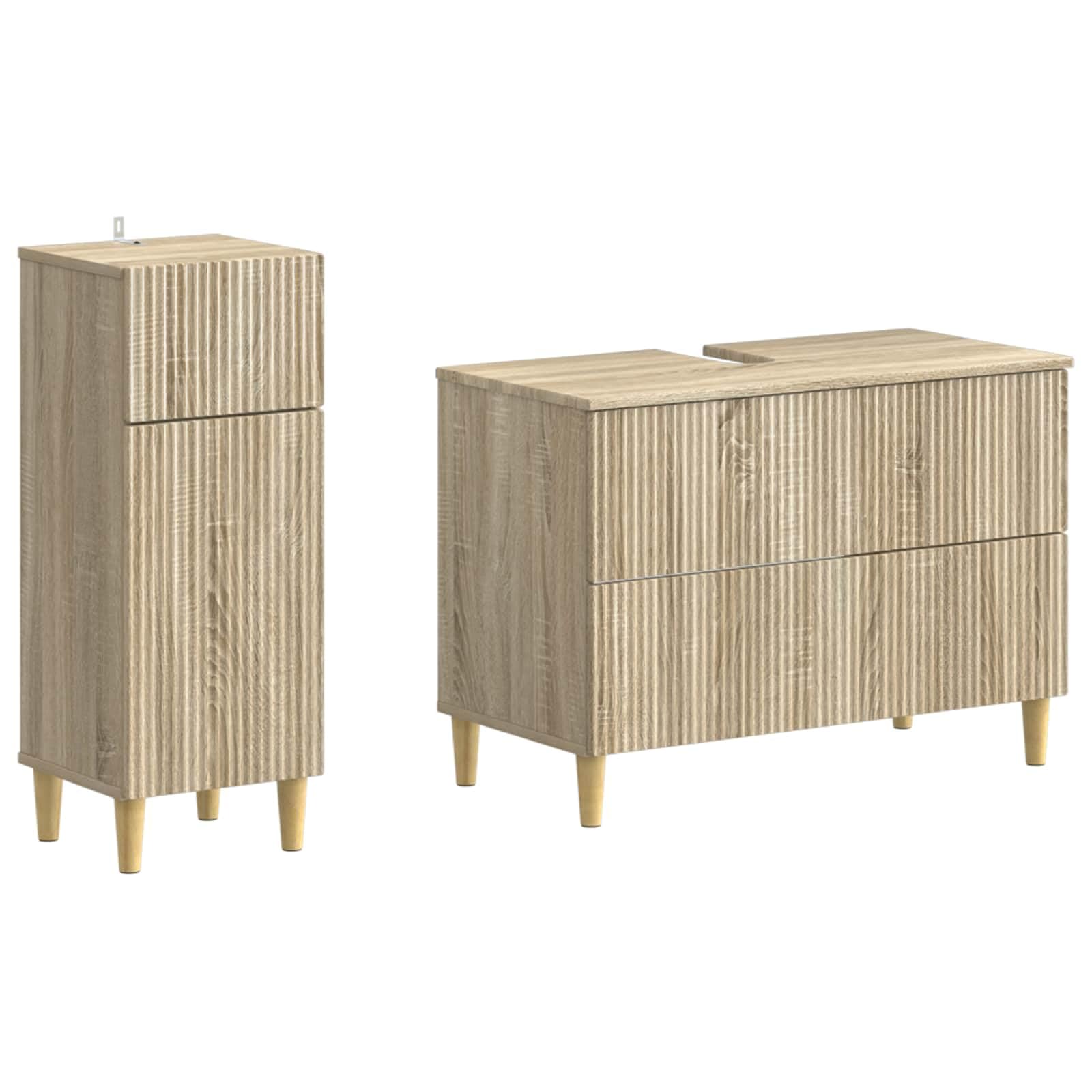 Mueble de baño de 2 piezas ARNHEM de madera de ingeniería, acabado Sonoma
