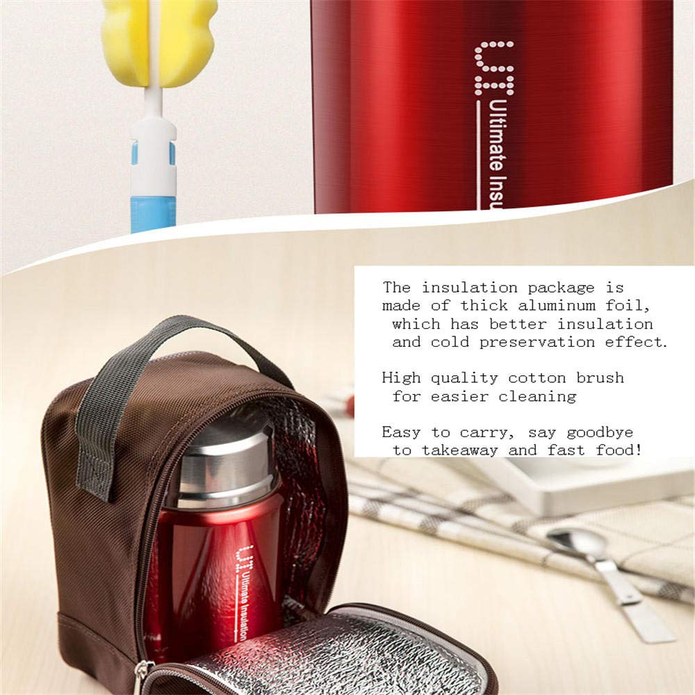 IHOUSE Fiambrera/Lunch Box Acero Inoxidable,Contenedores de Alimentos de Cocina de Autoservicio, Hogar Escuela Oficina Niños lonchera Aislada Para Adultos 600ML