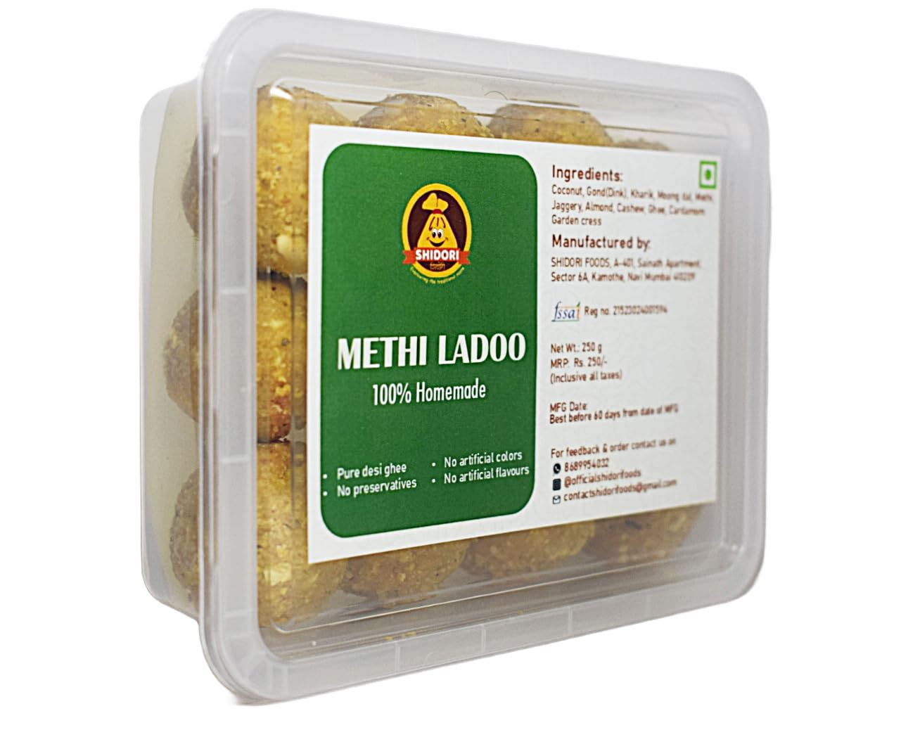 Sattvik Shidori - Methi ladoo I 100% Homemade I Pure Desi Ghee I Post delivery Ladoo I Jaggery I 250g/ 12 PCs (B0CP7Q9KMW) Amazon Price History, Amazon Price Tracker