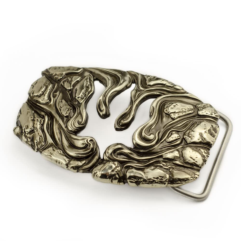 German silver Belt buckle Lava Trident, german silver Handmade, solid nickel silver Ukrainian trident low poly sculptural belt buckle