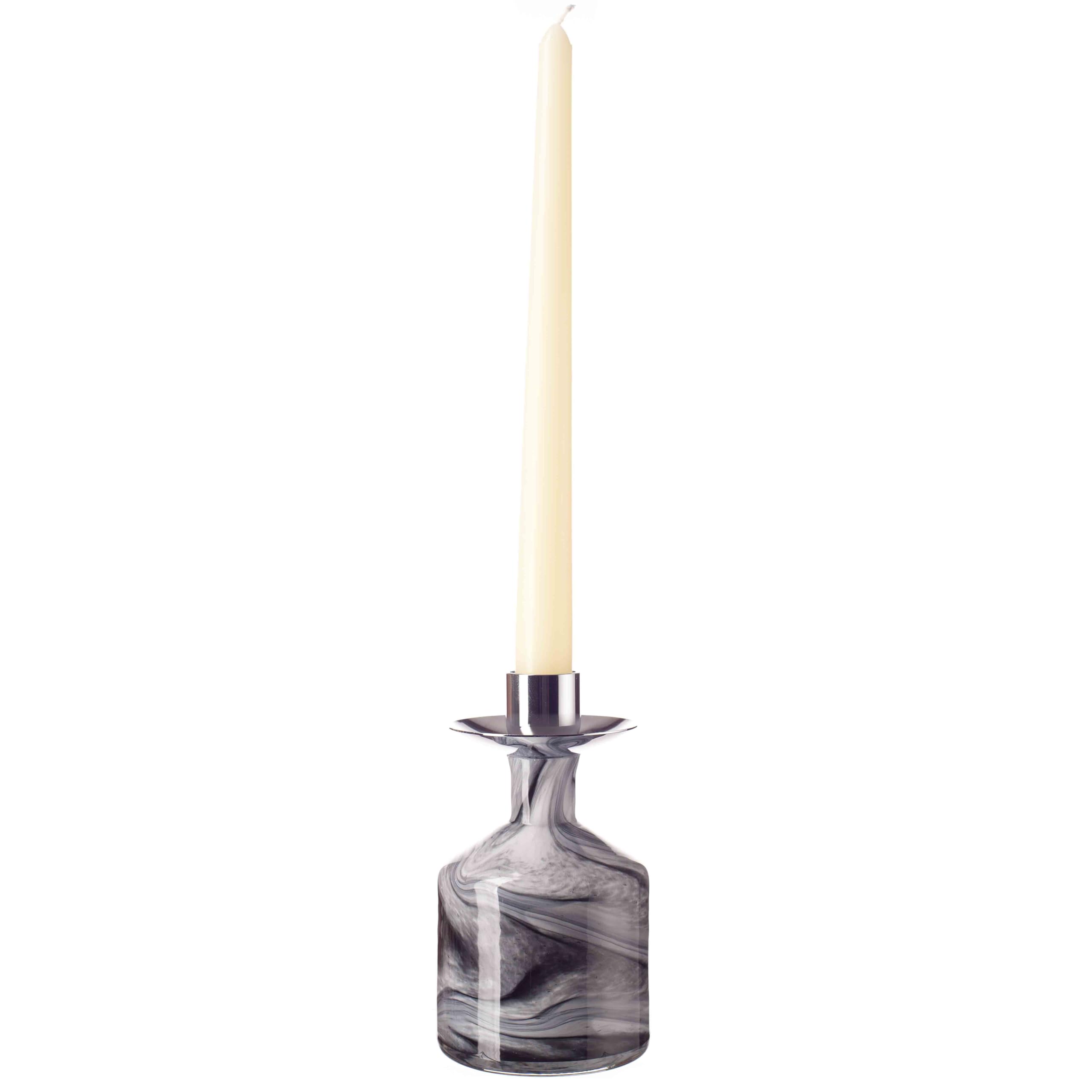 Decorative Glass Taper Candle Holder, Mouth Blown, Handmade - Night Sky