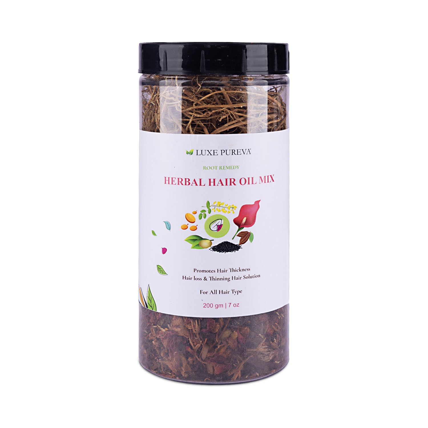 LuxePureva Herbal Hair Oil Mix | Herbs For Hair Growth | 19 Vital Herbs For Long, Thick, And Lustrous Hair | DIY Oil Infusion | DOES NOT INCLUDE OIL | LARGE PACK