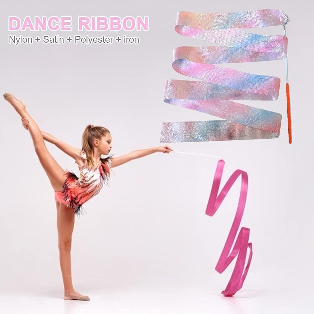 Cintas De Baile Para Gimnasia Rítmica - 4 Unidades Con Varita, 2 Metros De Largo, Colores Brillantes, Para Niñas