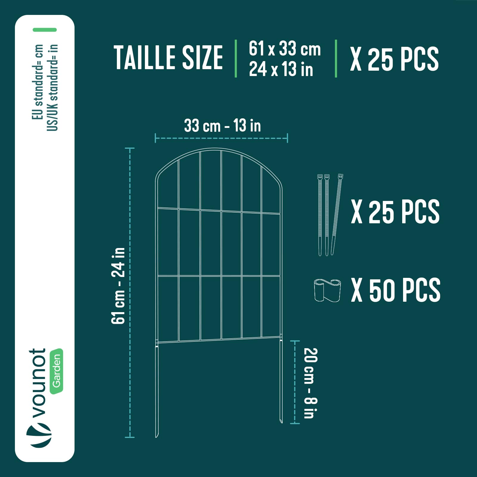 Set da 25 Recinzioni da giardino Nero