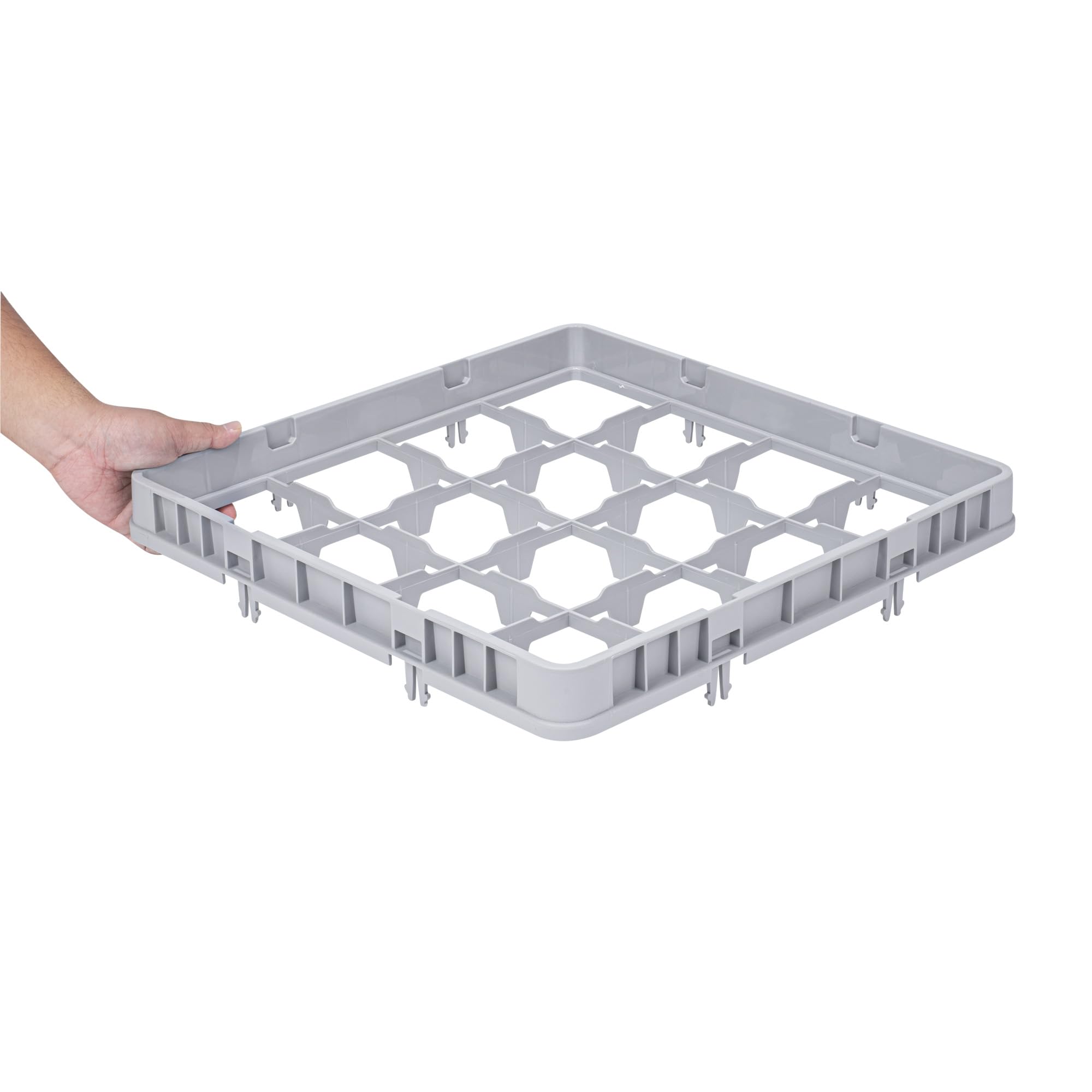 Restaurantware Propre Tek Prolongateur de rack en verre professionnel demi-goutte, 1 pièce 16 compartiments en polypropylène robuste pour lave-vaisselle, restaurants, cafétérias et cuisines