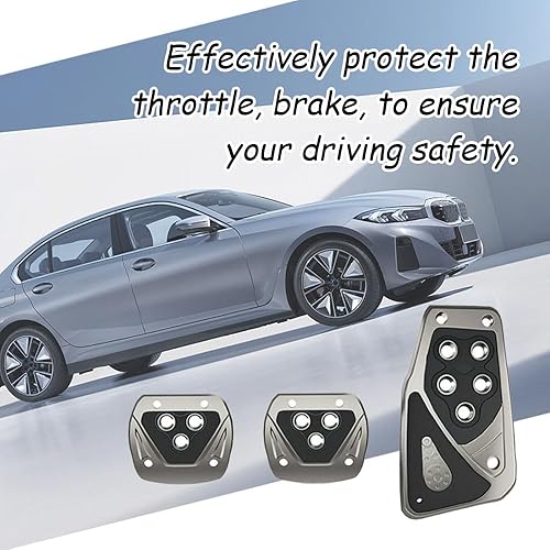 Miniatura 7 de Almohadillas para pedal de automóvil, kit de placa de descanso de pedales, cubiertas de pedal de gas, almohadillas de pedal de gas de freno,