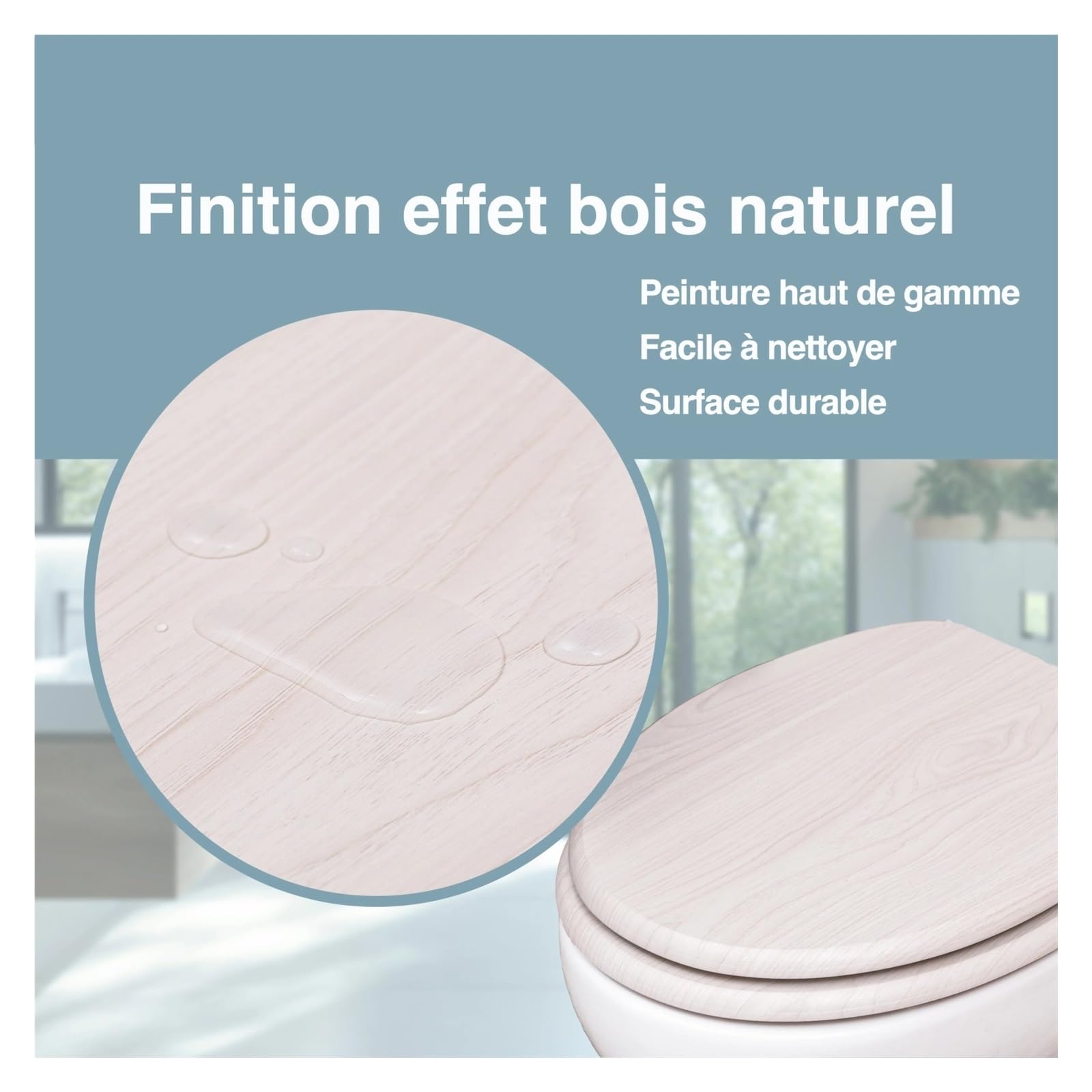 Inodoro con Fusible En Forma De O, Freno Caída Silencioso, Asiento MDF Madera Natural Comprimida, 175 KG, Clip Resistente Y CóModo(Dark Wood)