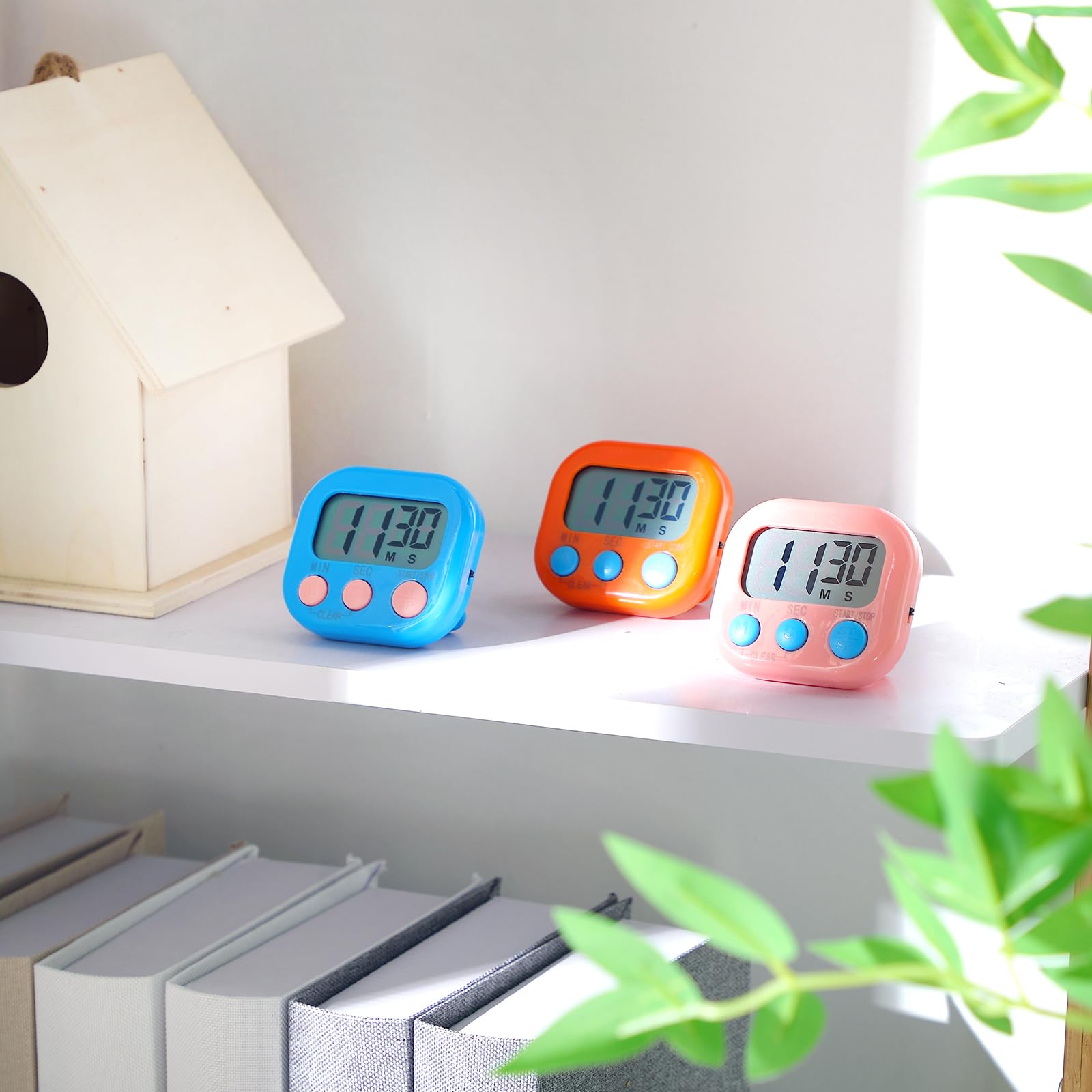 Weewooday Temporizador digital de cocina, multifunción, temporizadores de dígitos grandes para el aula, cronómetro electrónico magnético de cuenta regresiva, alarma fuerte, cronómetro para cocinar