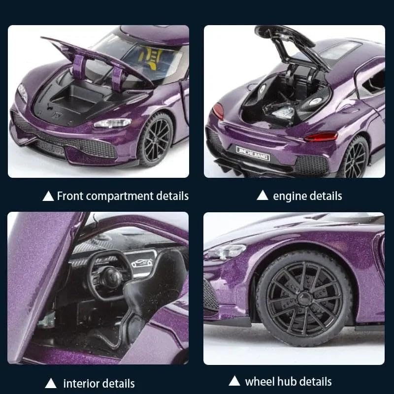 Image of Sky Tech Koenigsegg Gemera Toy Car 1:32 Exclusive Alloy Metal Pull Back Die-cast Car Diecast Metal Pullback Toy car with Openable Doors & Light, Music Boys Gifts Toys for Kids【Colors as Per Stock】