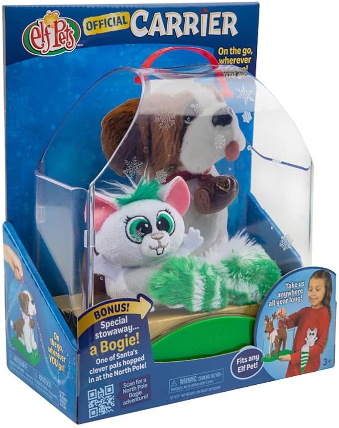 Elf Pets Official Animal Carrier for Squirrel, Rat, Hedgehog, Hamster, Cat, Rabbit, Dog, Ferret, Sugar Glider - White, Brown, Green - Plastic, Plush - Small - Outdoor Activities, Travel