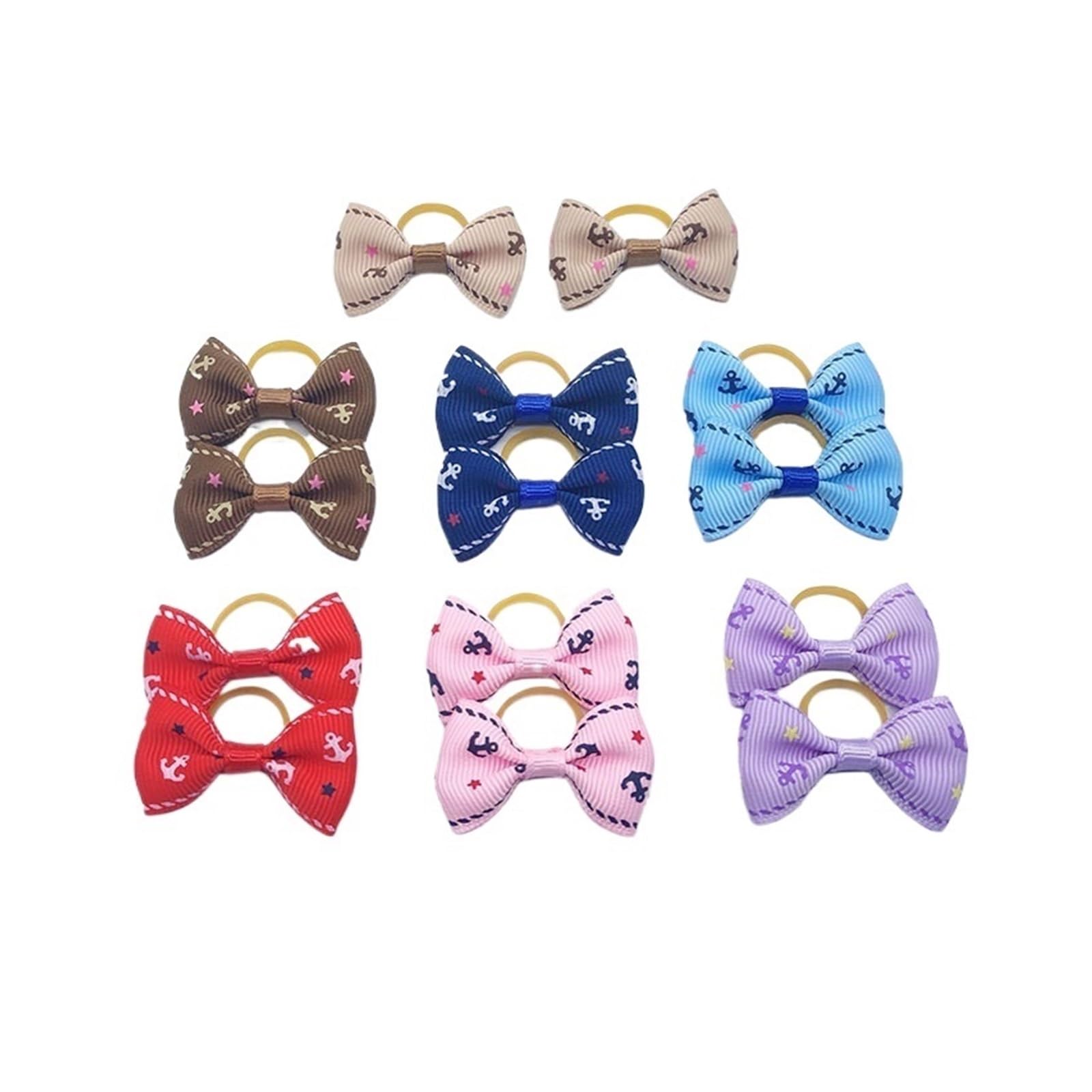 Nœuds pour poils de chien avec élastique : lot de 100 rubans colorés